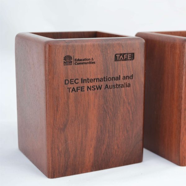 Jarrah desk caddies engraved with your logo or personal message.